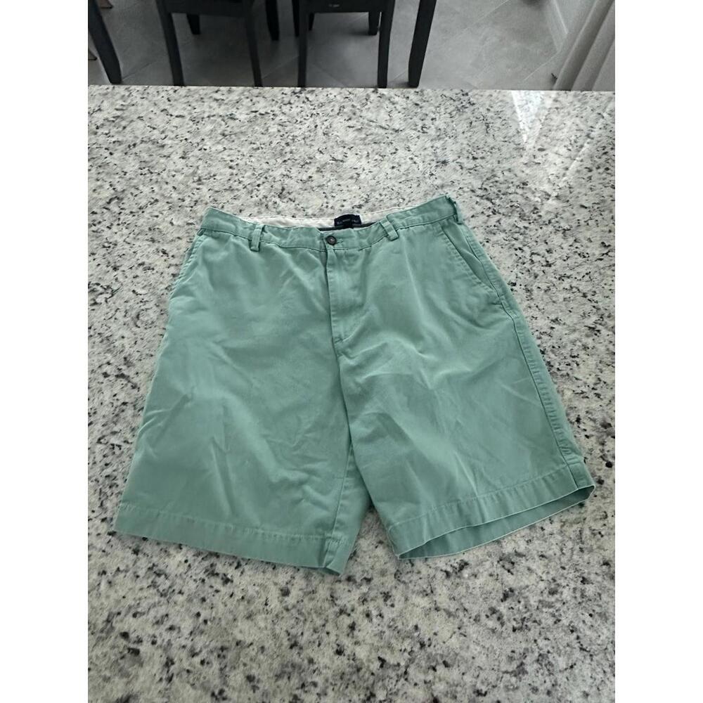 Reed Edward Men's Summer Wash Flat Front Shorts, Green, Size 36 with 9.5 Inseam